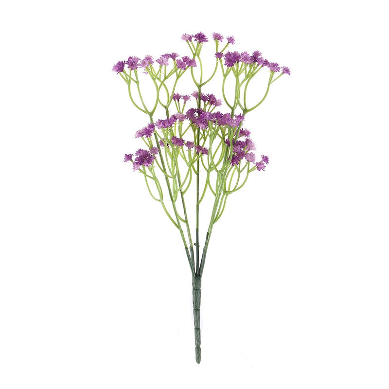 Artificial Flowers Babysbreath 5 Branch Simulation Flower for Home Wedding Decration Flowers (Purple)